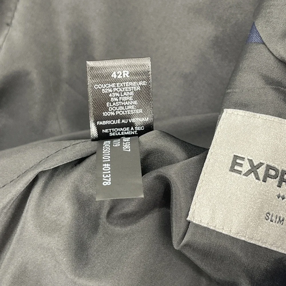 Express Blazer Mens 42R Navy  Slim Sport Coat Performance Stretch Work Travel